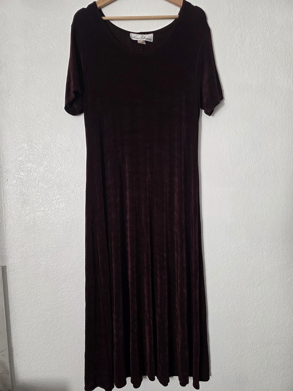 Ashley Stewart Short-Sleeve Maxi Dress - Deep Brown 90s